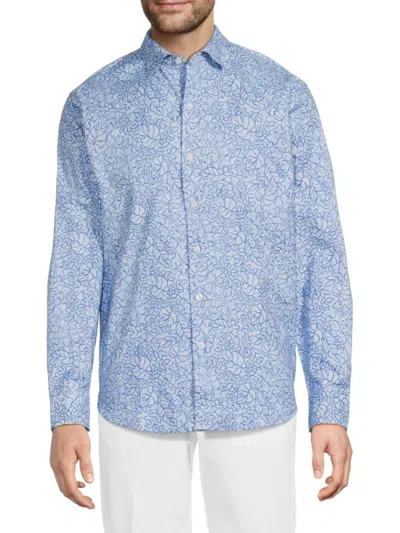 Tommy Bahama Men's Lazlo Seaside Soirée Cotton-blend Shirt In Blue