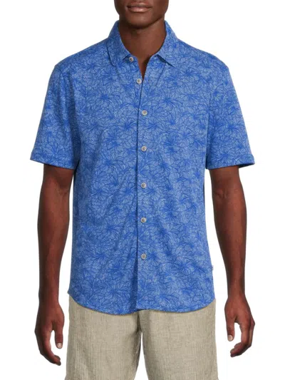 Tommy Bahama Men's Leafy Oasis Floral Cotton Shirt In Blue