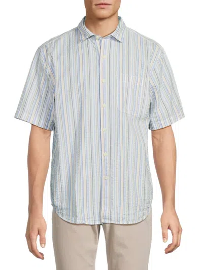 Tommy Bahama Men's Lucca Striped Cotton Shirt In Cabo Blue