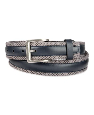 Tommy Bahama Men's Mesh Cushioned Leather Overlay Stretch Belt In Blue