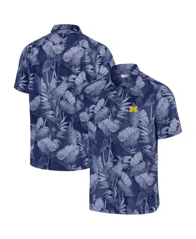 Tommy Bahama Men's Navy Michigan Wolverines Big Tall Coast Nuevo Fronds Islandzone Button-up Shirt In Blue