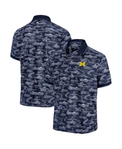Tommy Bahama Men's Navy Michigan Wolverines Sport Bay View Islandzone Polo Shirt In Blue