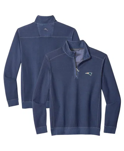 Tommy Bahama Men's Navy New England Patriots Big Tall Montego Bay Half-zip Pullover Sweatshirt In Blue