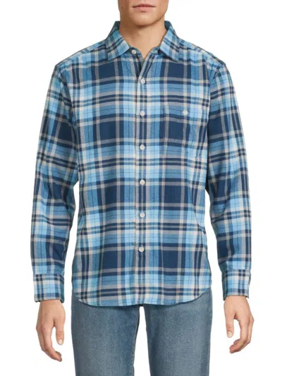Tommy Bahama Men's Pacific Shore Plaid Shirt In Deep Sea Teal