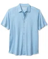 Tommy Bahama Palm Coast Cascade Vines Islandzone® Performance Short Sleeve Knit Button-up Shirt In Vacation Blue