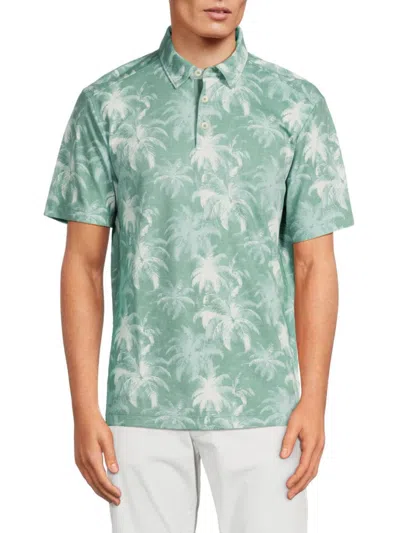 Tommy Bahama Men's Palm Print Polo In Oil Blue