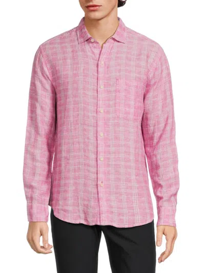 Tommy Bahama Men's Plaid Linen Sport Shirt In Very Berry