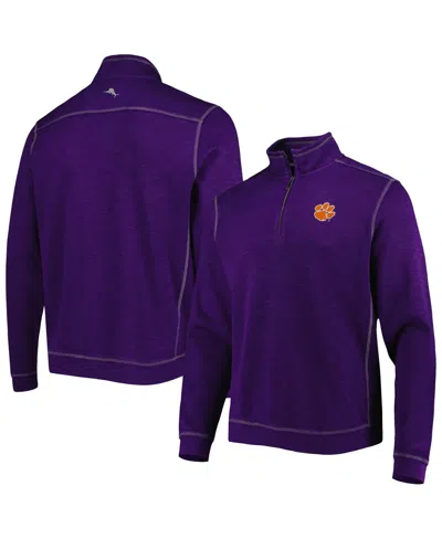Tommy Bahama Men's Purple Clemson Tigers Sport Tobago Bay Tri-blend Mock Neck Half-zip Jacket