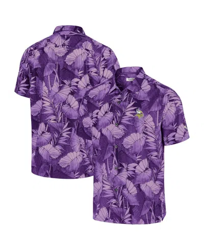 TOMMY BAHAMA MEN'S PURPLE MINNESOTA VIKINGS BAHAMA COAST NUEVO FRONDS CAMP BUTTON-UP SHIRT