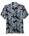 Tommy Bahama Ravello Floral Short Sleeve Silk Button-up Shirt In Black
