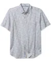 Tommy Bahama San Lucio Tri Leaf Geo Print Islandzone® Short Sleeve Button-up Shirt In Avalanche