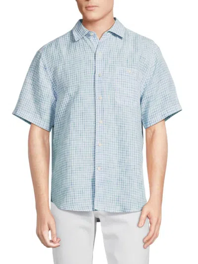 Tommy Bahama Men's Sand Checked Linen Blend Shirt In Blue