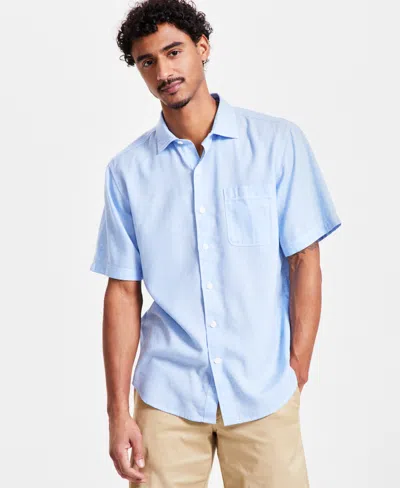 Tommy Bahama Men's Sand Desert Linen Blend Short-sleeve Button-down Shirt In Blue