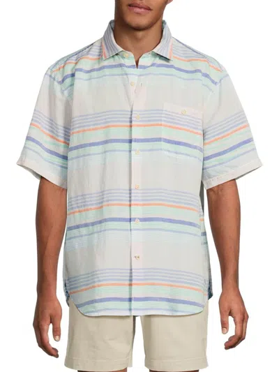 Tommy Bahama Men's Striped Linen-blend Shirt In White