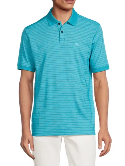 Tommy Bahama Men's Striped Polo In Riviera Blue