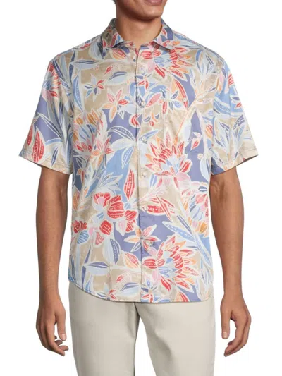 Tommy Bahama Men's Tortola Paloma Bloom Classic Fit Floral Shirt In Dockside Blue