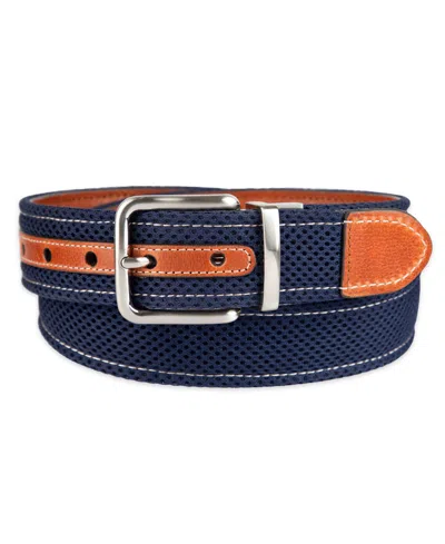 Tommy Bahama Men's Two-in-one Reversible Leather Perforated Belt In Blue
