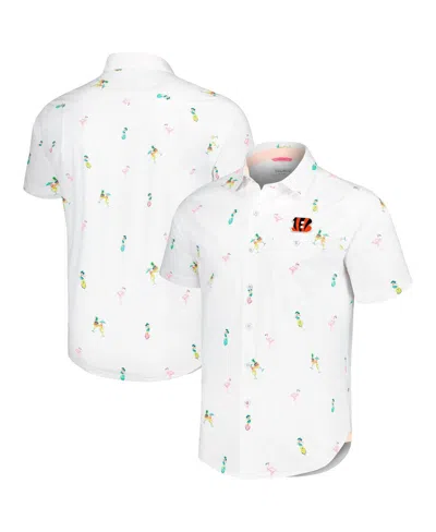 Tommy Bahama Men's White Cincinnati Bengals Nova Wave Flocktail Button-up Shirt