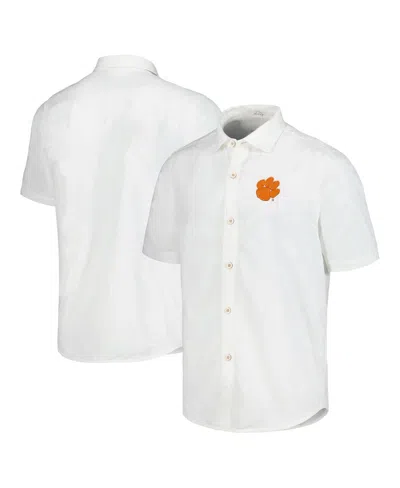Tommy Bahama Men's White Clemson Tigers Coconut Point Palm Vista Islandzone Camp Button-up Shirt