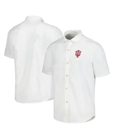 Tommy Bahama Men's White Indiana Hoosiers Coconut Point Palm Vista Islandzone Camp Button-up Shirt