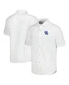 TOMMY BAHAMA MEN'S WHITE KENTUCKY WILDCATS COCONUT POINT PALM VISTA ISLANDZONE CAMP BUTTON-UP SHIRT