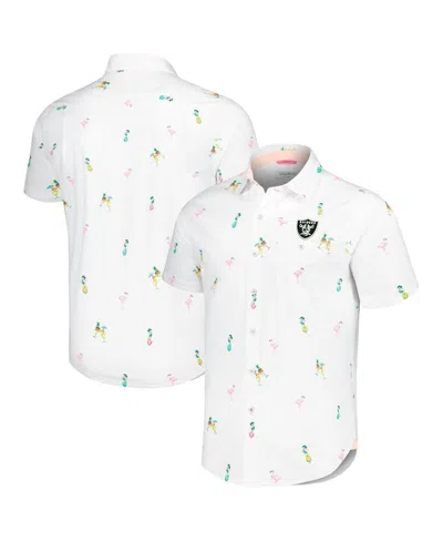 Tommy Bahama Men's Las Vegas Raiders Nova Wave Flocktail Button-up Shirt In White