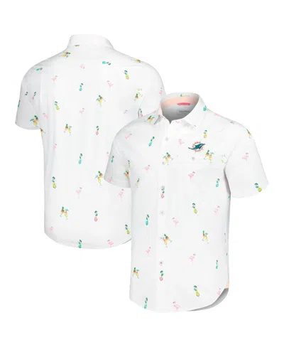 Tommy Bahama Men's White Miami Dolphins Nova Wave Flocktail Button-up Shirt