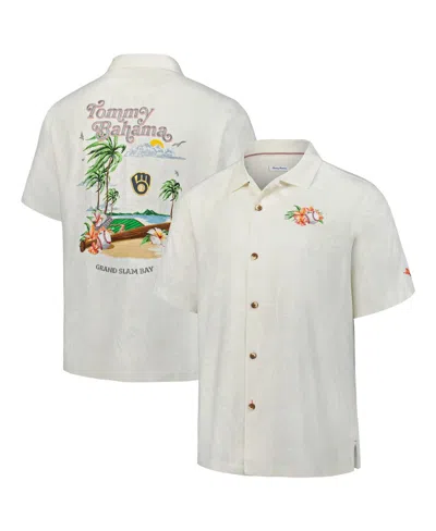 TOMMY BAHAMA MEN'S WHITE MILWAUKEE BREWERS GRAND SLAM BAY CAMP BUTTON-UP SHIRT