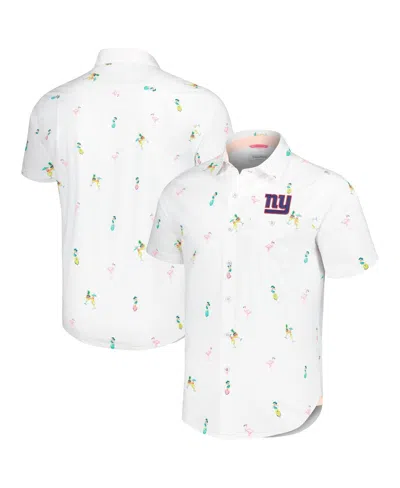 TOMMY BAHAMA MEN'S WHITE NEW YORK GIANTS NOVA WAVE FLOCKTAIL BUTTON-UP SHIRT