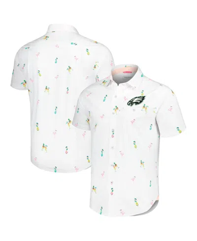TOMMY BAHAMA MEN'S WHITE PHILADELPHIA EAGLES NOVA WAVE FLOCKTAIL BUTTON-UP SHIRT