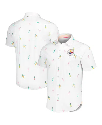 TOMMY BAHAMA MEN'S WHITE PITTSBURGH STEELERS NOVA WAVE FLOCKTAIL BUTTON-UP SHIRT