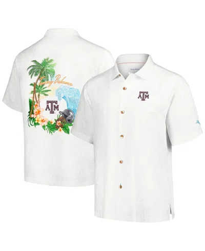 Tommy Bahama Men's White Texas A M Aggies Castaway Game Camp Button-up T- Shirt In Cream