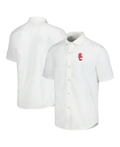 Tommy Bahama Men's White Usc Trojans Coconut Point Palm Vista Islandzone Camp Button-up Shirt