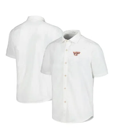 Tommy Bahama Men's White Virginia Tech Hokies Coconut Point Palm Vista Islandzone Camp Button-up Shirt