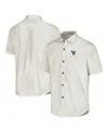 Tommy Bahama Men's White West Virginia Mountaineers Coconut Point Palm Vista Islandzone Camp Button-up Shirt In White