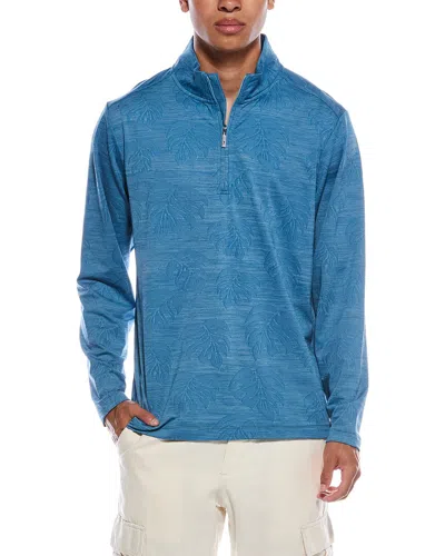 Tommy Bahama Monstera Fade 1/2-zip Mock Pullover In Blue