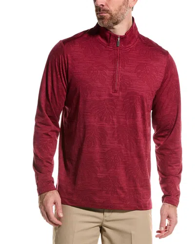 Tommy Bahama Monstera Fade 1/2-zip Mock Pullover In Red