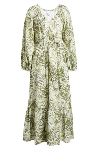 Tommy Bahama Monstera Mirage Long Sleeve Cotton Blend Maxi Dress In Tea  Leaf | ModeSens