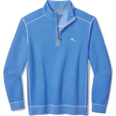 Tommy Bahama Montego Bay Textured Cotton & Lyocell Half Zip Pullover In Blue