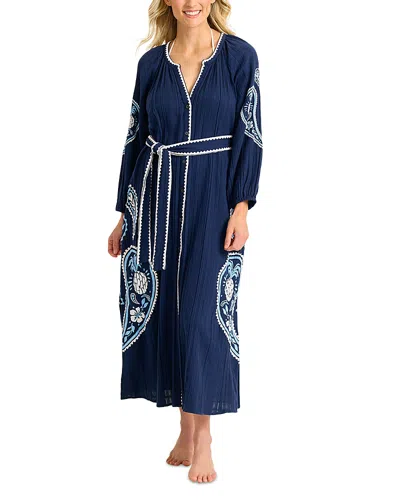 Tommy Bahama Mykonos Embroidered Dress Swim Cover-up In Blue
