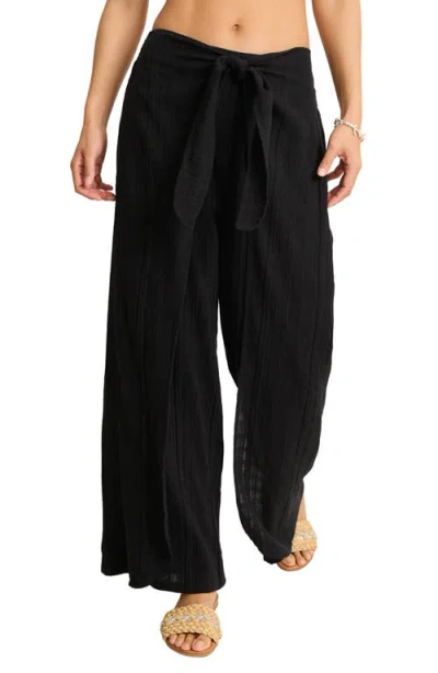 Tommy Bahama Mykonos Textured Cover-up Sarong Pants In Black