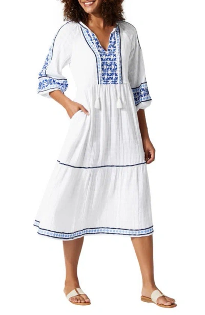 Tommy Bahama Mykonos Tiered Cover-up Midi Dress In White