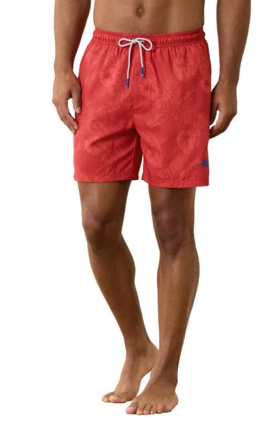 Tommy Bahama Naples Keep It Frondly Swim Trunks In Red Tulip
