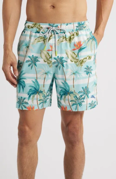 Tommy Bahama Naples Palmero Stripe Swim Trunks In Spring Sky