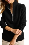 Tommy Bahama New Aruba Stretch Cotton Half Zip Pullover In Black