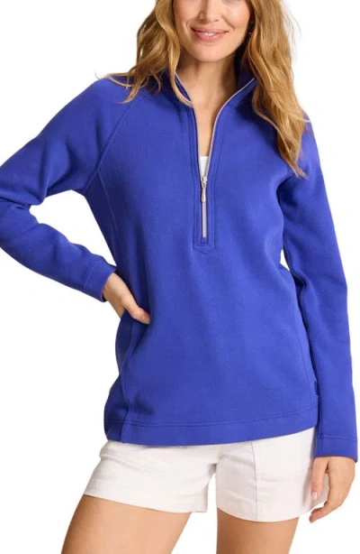 Tommy Bahama New Aruba Stretch Cotton Half Zip Pullover In Blue