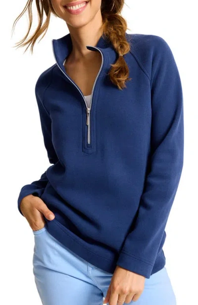 Tommy Bahama New Aruba Stretch Cotton Half Zip Pullover In Island Navy