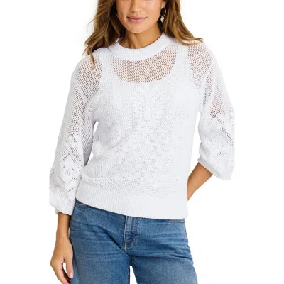 Tommy Bahama Nobel Pineapple Lattice Cotton Sweater In White