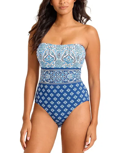 Tommy Bahama Noble Pineapple Bandeau One Piece Swimsuit In Multi