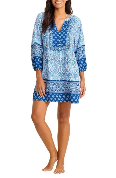 Tommy Bahama Noble Pineapple Short Dress Swim Cover-up In Blue